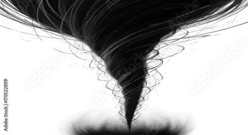 Monochromatic illustration of a swirling vortex, showcasing abstract swirling lines and ominous