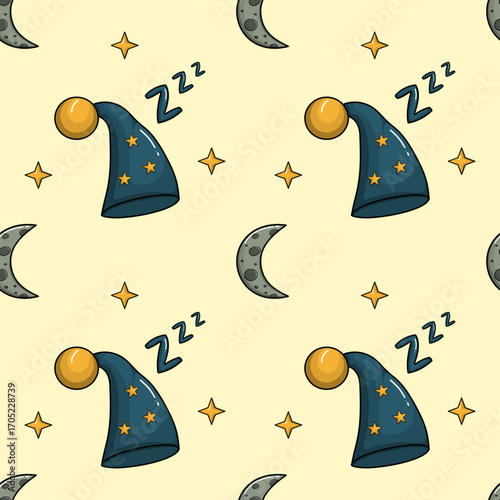 simple cute sleep cap repeat pattern background wallpaper