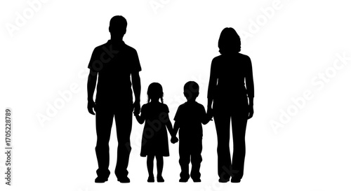 Silhouette depiction of a loving family united in form a symbol of connection