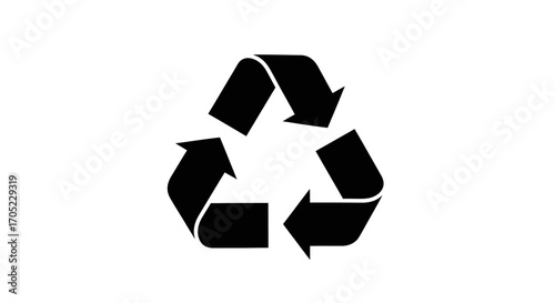 Sleek triangular recycle symbol in black, conveying sustainability awareness and responsibility