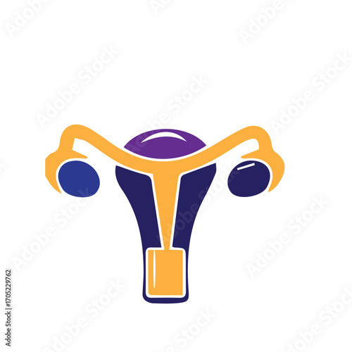 Vector illustration of the female reproductive system, a colorful stylized icon for gynecology, women's health, and obstetrics