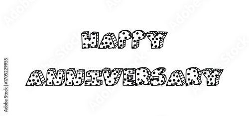 isolated handwritten of happy anniversary with black color, Happy Anniversary calligraphic lettering design celebrate card template.
