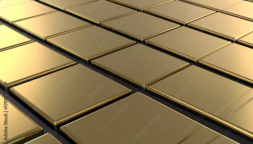 Obraz premium Reflective Gold Tiles Grid: Y2K Geometric Pattern