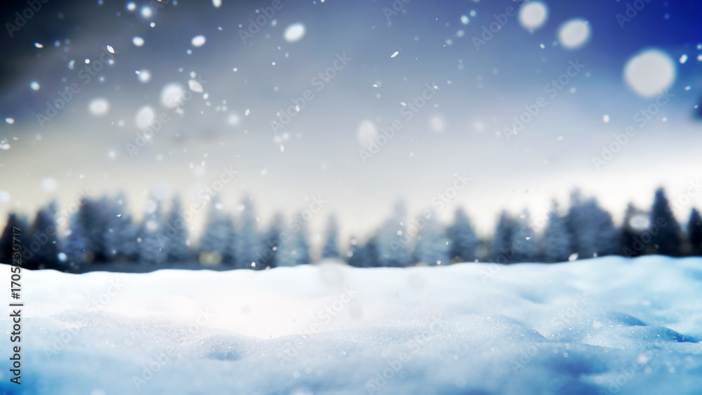 custom made wallpaper toronto digitalWinter snowy landscape with trees covered in snow. Snowflakes falling background