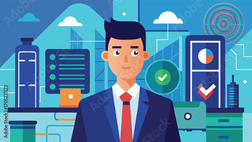 Business professional in office environment focusing on technology and data analysis during modern work hours