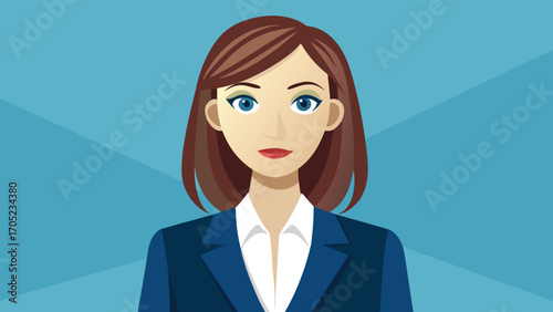 Professional woman in business attire demonstrating confidence in a modern setting