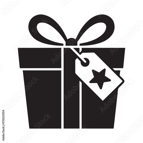 Sponsored Package with star tag celebration present package wrapped ribbon bow icon isolated on white background