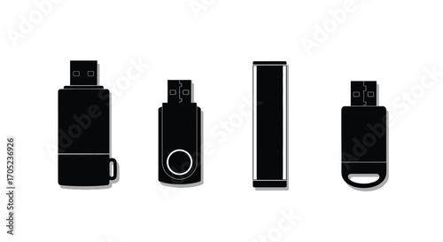Collection of usb flash drive silhouettes in various designs