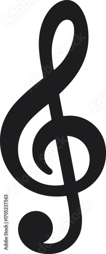 Minimalist Silhouette Treble Clef Music Note Symbol Graphic Element