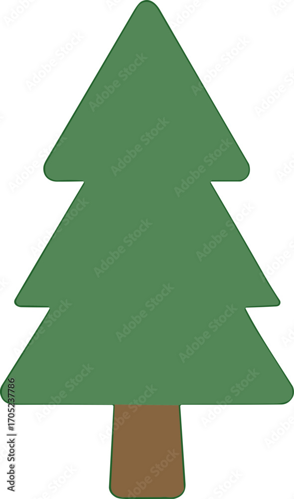 Obraz premium Simple Flat Style Pine Tree Icon with Brown Trunk Illustration