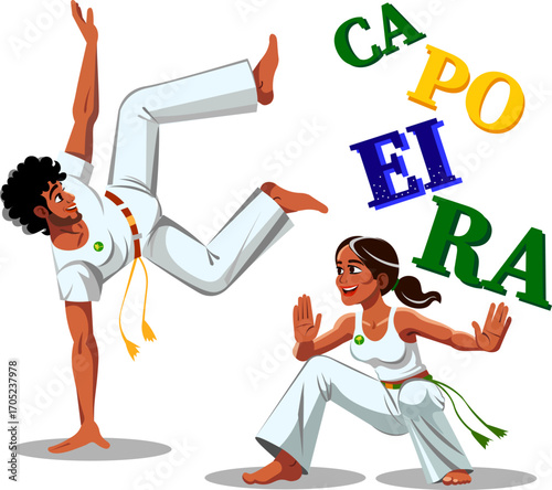 boy and girl dancing capoeira