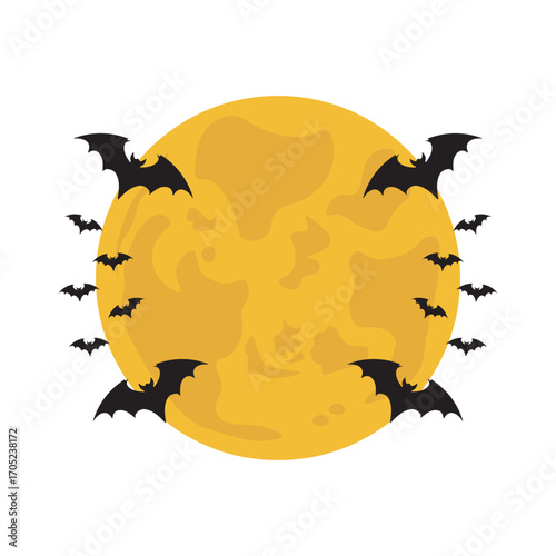 Halloween Bats and Moon