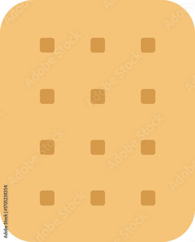 Simple Flat Design Waffle Biscuit with Indentations Breakfast Food Icon