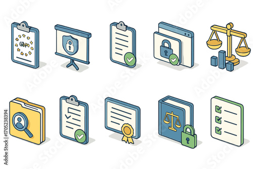 Security, privacy 3d icon set. protection, safety, lock, shield, secure icons pack
