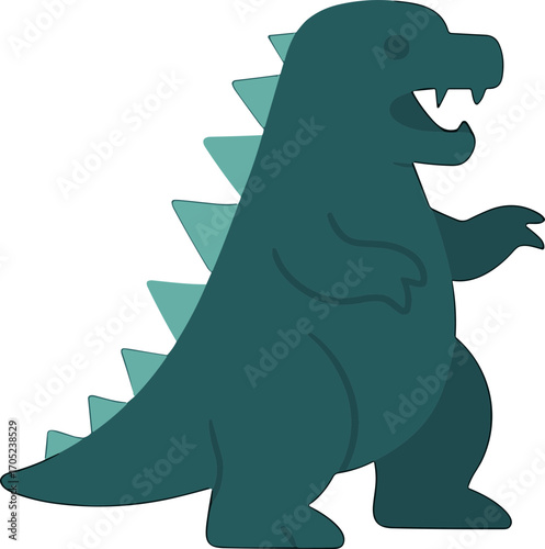 Simple Flat Illustration Dinosaur Monster Silhouette Graphic Design Element