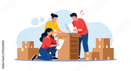 People packing boxes for moving or shipping.