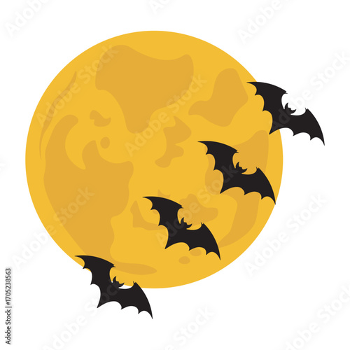 Halloween Bats and Moon