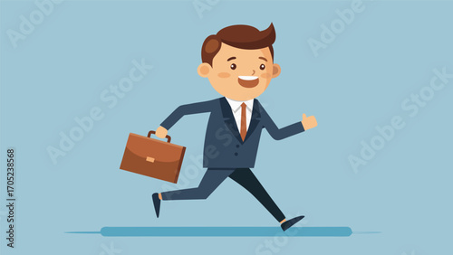 Businessman hurries to a meeting with a briefcase in a professional setting