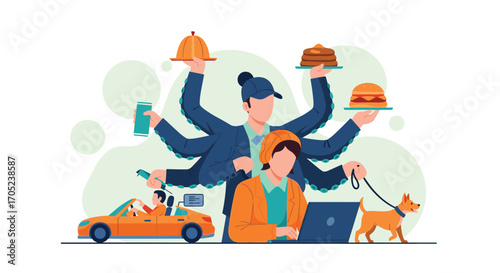 Multitasking person juggling work and life with ease.