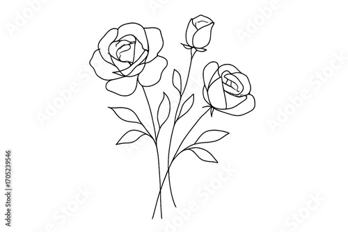 Floral silhouette icon set. botanical, nature, flower, plant, garden, rosaceae collection