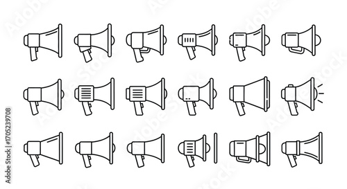 Collection of megaphone silhouettes in various styles and angles