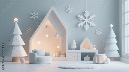 Wallpaper Mural Cute and minimalist 3d rendering of Scandinavian-inspired christmas. santa. winter. holiday. Torontodigital.ca