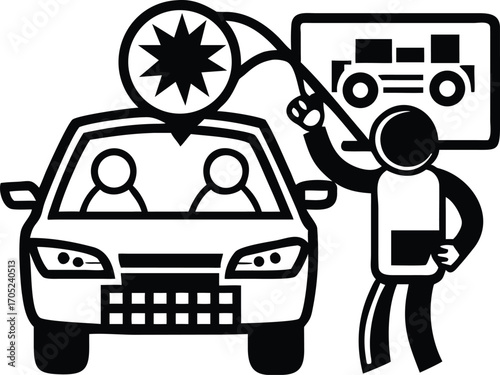 Car teaching presentation people board