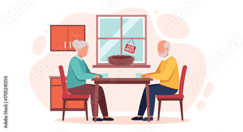Elderly couple enjoying a meal together at a table.