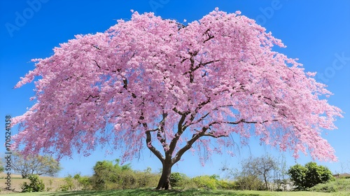 Weeping Cherry Blossom Tree in Full Bloom pink flowers