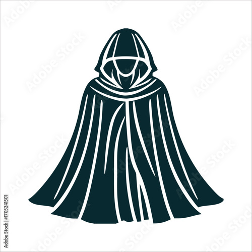 Mysterious Hooded Cloak Silhouette Vector Illustration Volvas Hooded Cloak A deep hood with no face symbolising mystery