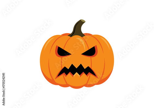 Spooky jack o lantern halloween pumpkin face with scary grin and evil eyes for autumn celebrations