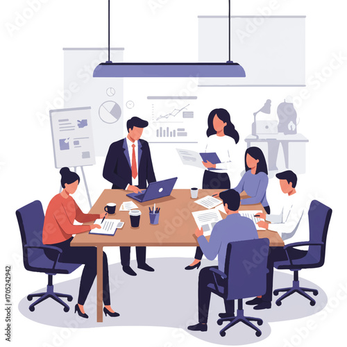business meeting people working together office setting clip art preview