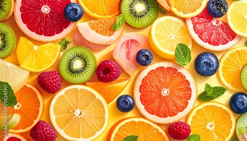 colorful fruits slices 