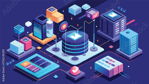 Digital data visualization in a modern technology landscape with interconnected components