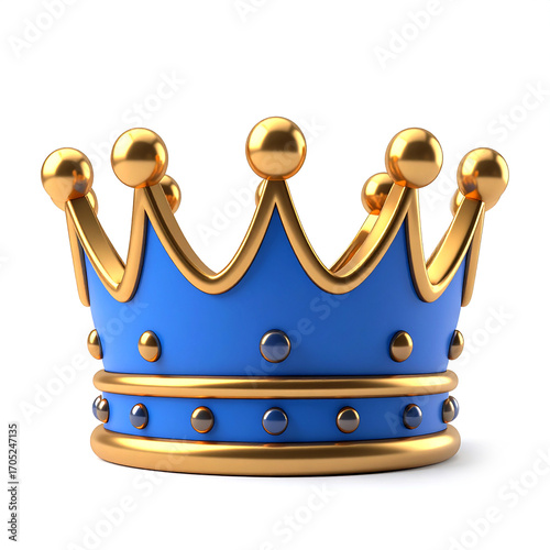 青い王冠の3Dイラスト（3D illustration of a blue crown）
