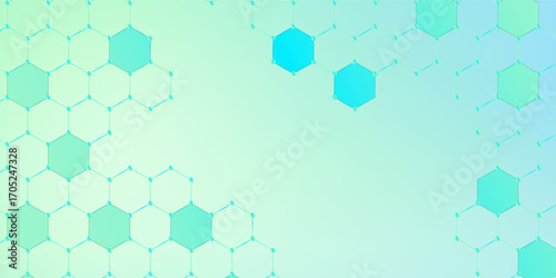 The molecular structure of DNA and the connection of neurons atoms. Science concept for your design. Medical technology, chemistry, science background. Vector illustration on a green background