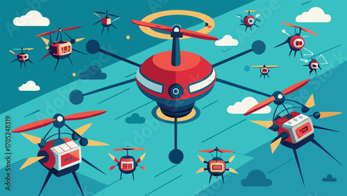 Innovative drone technology showcases diverse designs and functions in vibrant sky setting during daytime