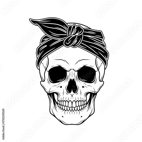Vintage Style Skull with Bandana