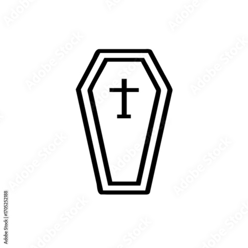 Elegant coffin icon with cross offers solemn symbolism