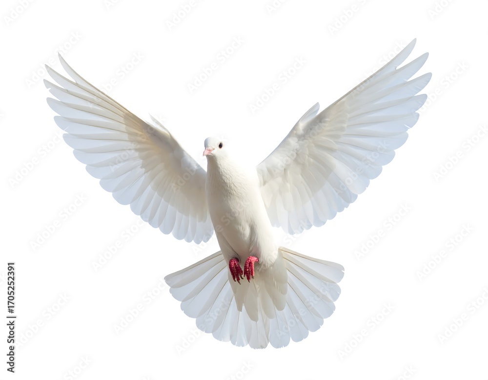 Fototapeta premium White dove in flight against a plain background