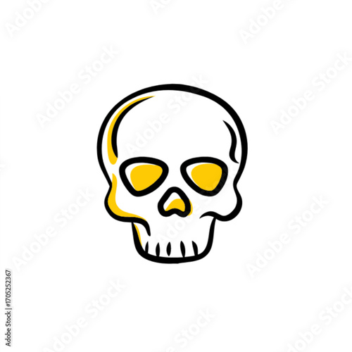 Modern skull icon with striking yellow eye sockets