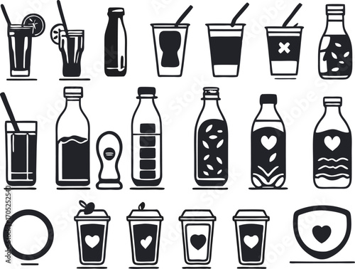 set of different drinks vector 