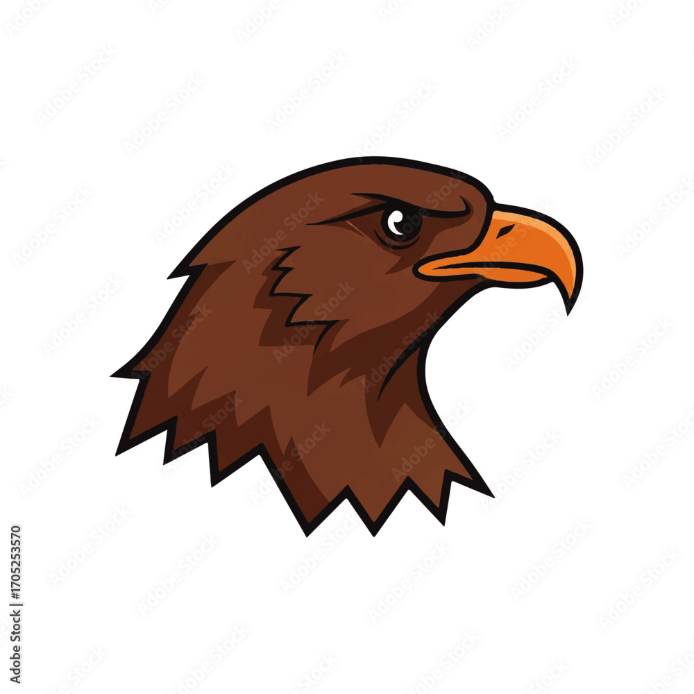 Fototapeta premium Fierce brown eagle head mascot logo in a dynamic vector style, a powerful symbol of courage, vision, and strength for sports or business branding
