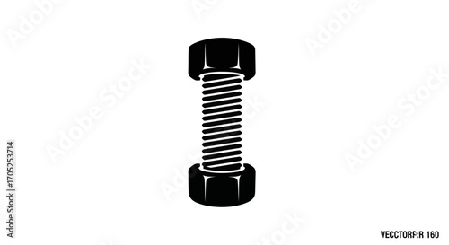 Bolt and nut hardware illustration, mechanical fastener element for design, industry construction