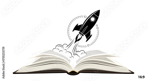 Book launching knowledge rocket to success showing imagination and creativity