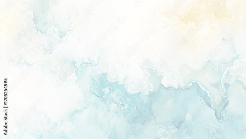 Obraz premium Abstract blue winter watercolor background. Sky pattern with snow. Light blue watercolour paper texture background. Vector water color design