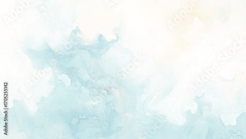 Abstract blue winter watercolor background. Sky pattern with snow. Light blue watercolour paper texture background. Vector water color design