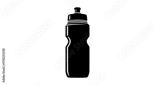 Minimalist black and white vector illustration of a reusable water bottle icon