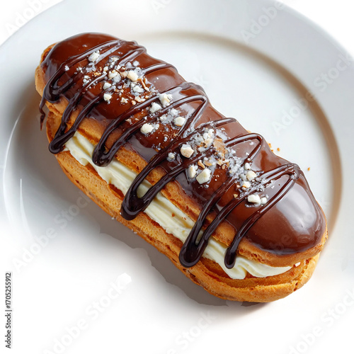 chocolate eclair on a white background