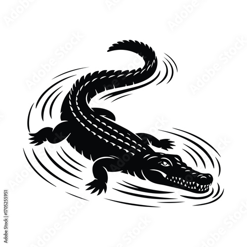 Silent hunter alligator power stealth modern wildlife predator creature design silhouette